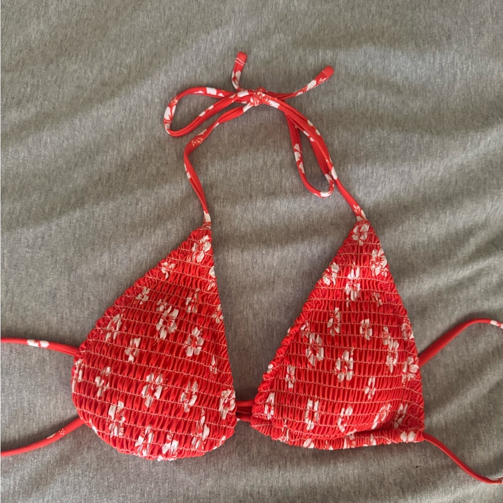Red Floral Bikini Top